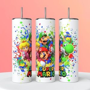 Super Mario and the Gang Multicolored 20oz Skinny Tumbler